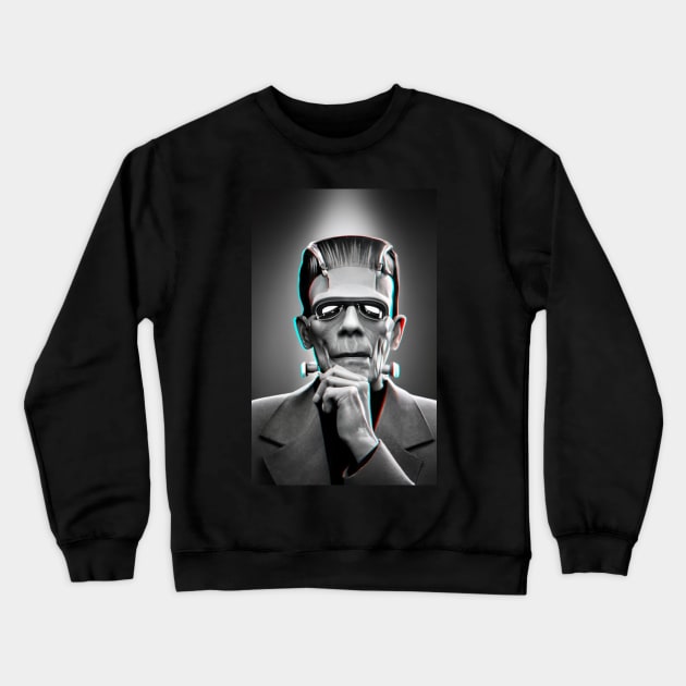 Frankenstein looking cool as all get out Crewneck Sweatshirt by aknuckle